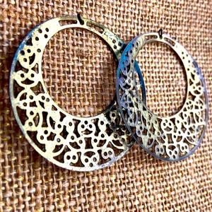 Antique Brass Feligree Hoops